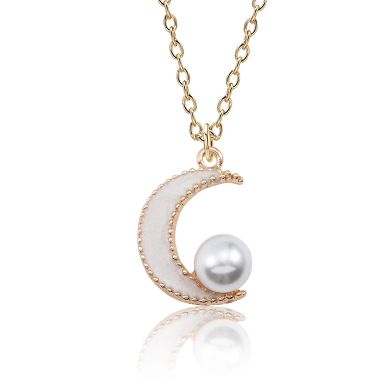 Trendy Enamel Black White Pink Moon Pendant Necklace For Women Girls Lovely Pearl Gold Chain Necklace Jewelry Bijoux Femme
Trendy Enamel Black White Pink Moon Pendant Necklace For Women Girls Lovely Pearl Gold Chain Necklace Jewelry Bijoux Femme
