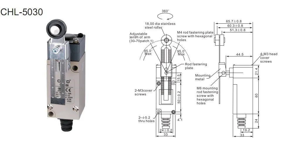 4Pcs/Lot Top Quality Original CNTD CHL-5030 Adjustable Arm Limit Switch/Micro Switch , Metallic bottom shell
4Pcs/Lot Top Quality Original CNTD CHL-5030 Adjustable Arm Limit Switch/Micro Switch , Metallic bottom shell