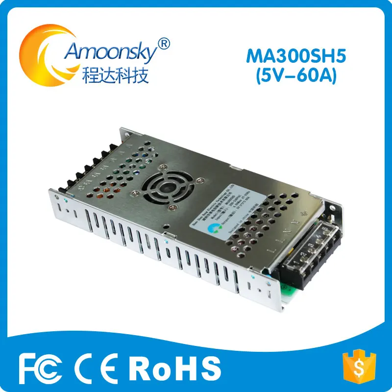 MA300SH5 led display power 200-240VAC Input, 5V 60A 300W Output for high-definition and fidelity graphics screen wall display p3
MA300SH5 led display power 200-240VAC Input, 5V 60A 300W Output for high-definition and fidelity graphics screen wall display p3
