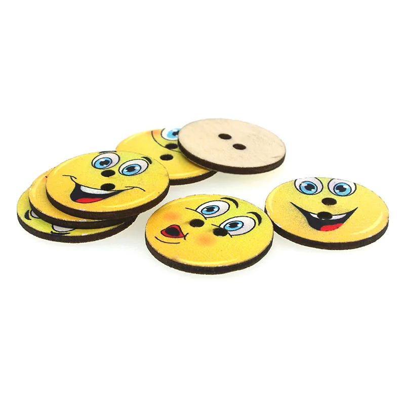 

30pcs Wood Buttons Round Smiling Painting MIxed Sewing Button Scrapbooking Embellishments Crafts DIY Decorative WC0058 25mm