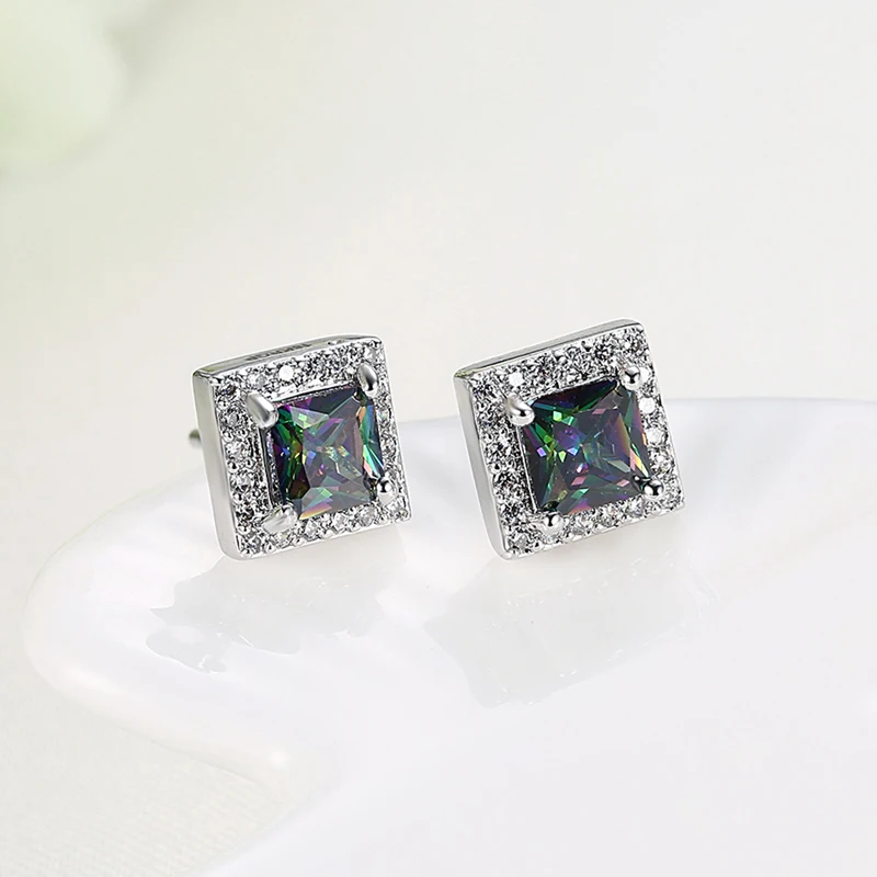 Fashion Top White Gold Femme Brincos Jewelry Rainbow Cubic Zircon Crystal Women Stud Earrings Christmas Wedding Bijoux
Fashion Top White Gold Femme Brincos Jewelry Rainbow Cubic Zircon Crystal Women Stud Earrings Christmas Wedding Bijoux