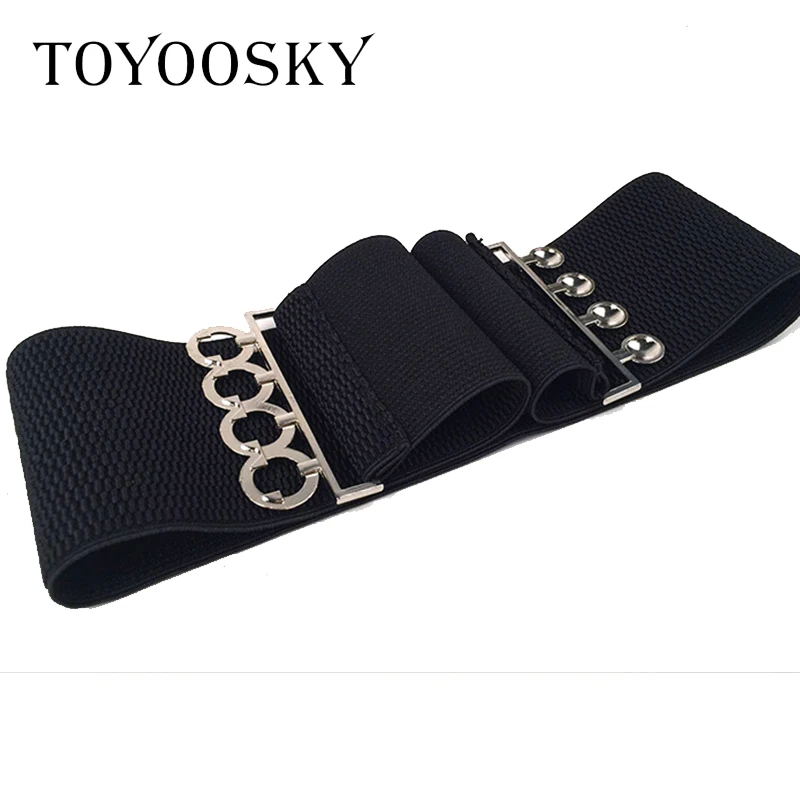 Wide Belts female Black Elastic Belts For Women Silver Metal Buckle belts for Dress Elastic Girdle women fashion 2018 TOYOOSKY 
Wide Belts female Black Elastic Belts For Women Silver Metal Buckle belts for Dress Elastic Girdle women fashion 2018 TOYOOSKY