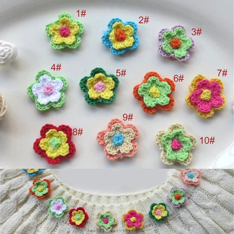 60PCS/lot Handmade woolen Yarn Crochet Knitted Flower Applique Patchwork DIY Needlework Sewing Accessories Cloth Paste 353
60PCS/lot Handmade woolen Yarn Crochet Knitted Flower Applique Patchwork DIY Needlework Sewing Accessories Cloth Paste 353