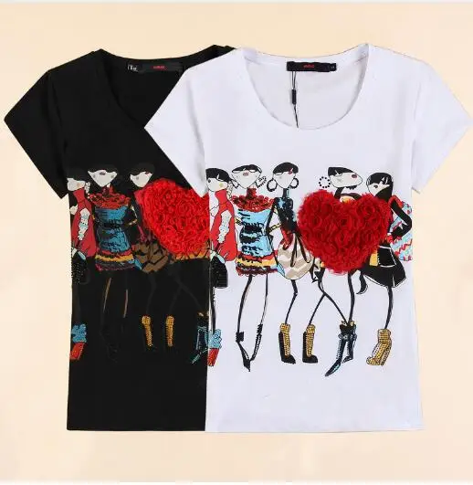 Camisas femininas осень 2017 Новое поступление с мультяшным принтом тонкая круглым вырезом