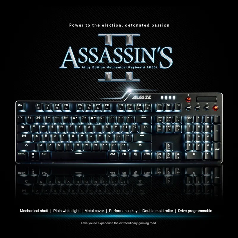 AJAZZ AK35i White LED Backlit Mechanical Keyboard 104 Keys USB Wired Ergonomic Illuminated Gaming Gamer For Computer Laptop
AJAZZ AK35i White LED Backlit Mechanical Keyboard 104 Keys USB Wired Ergonomic Illuminated Gaming Gamer For Computer Laptop