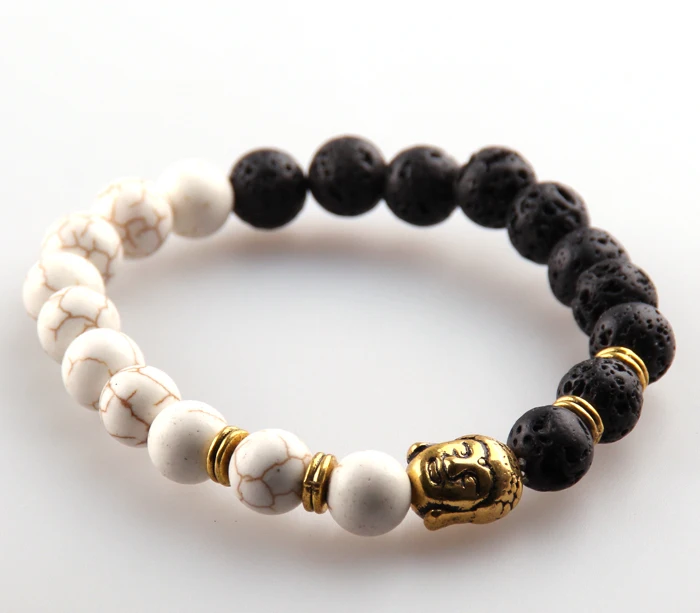 Wholesale 8mm natual semi precious half beige &Lava bracelet energy stone with buddha charm Bracelets for man or women gift
Wholesale 8mm natual semi precious half beige &Lava bracelet energy stone with buddha charm Bracelets for man or women gift