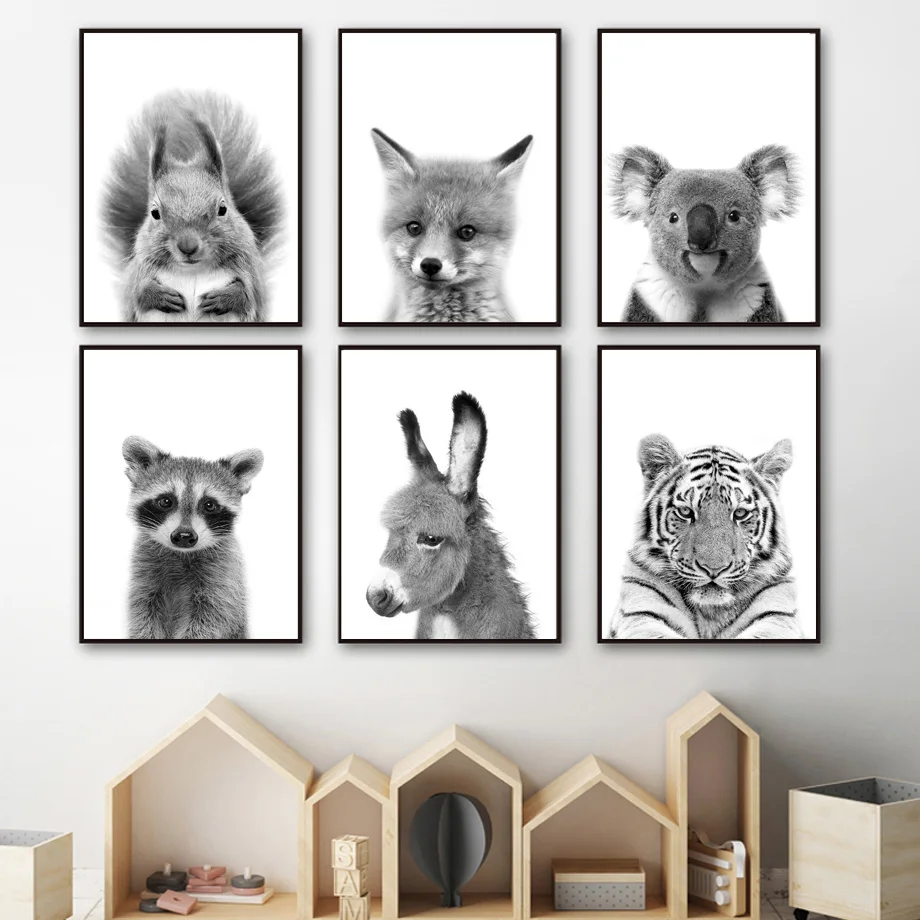 Black And White Raccoon Fox Koala squirrel Wall Art Canvas Painting Nordic Posters And Prints Wall Pictures Baby Kids Room Decor
Black And White Raccoon Fox Koala squirrel Wall Art Canvas Painting Nordic Posters And Prints Wall Pictures Baby Kids Room Decor