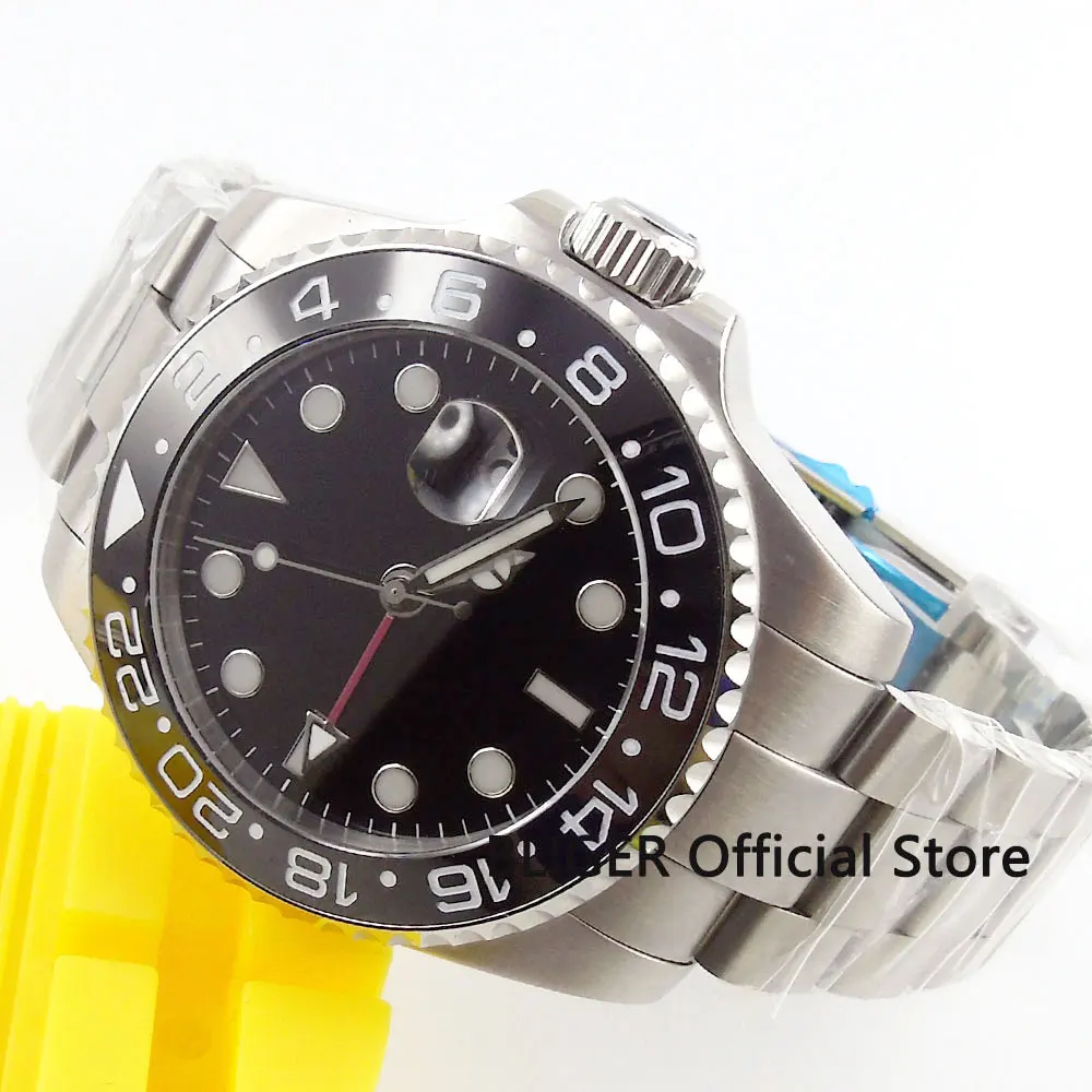 Sapphire Glass BLIGER 43MM Black Sterile Dial Ceramic Bezel GMT Function Luminous Marks Automatic Movement Men's Watch B308
Sapphire Glass BLIGER 43MM Black Sterile Dial Ceramic Bezel GMT Function Luminous Marks Automatic Movement Men's Watch B308