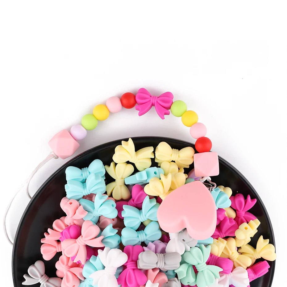CHEWELRY 50pc Silicone Bow Beads Small Tie Baby Nursing Accessories Shower Gifts DIY Beads 2cm Rosette BPA Free Silicone Teether
CHEWELRY 50pc Silicone Bow Beads Small Tie Baby Nursing Accessories Shower Gifts DIY Beads 2cm Rosette BPA Free Silicone Teether