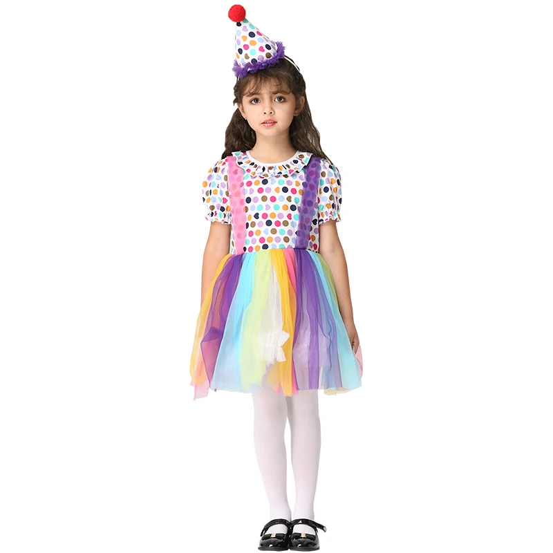 IDARMEE Обувь для девочек красочный костюм клоуна фантазии Хэллоуин платье шляпа