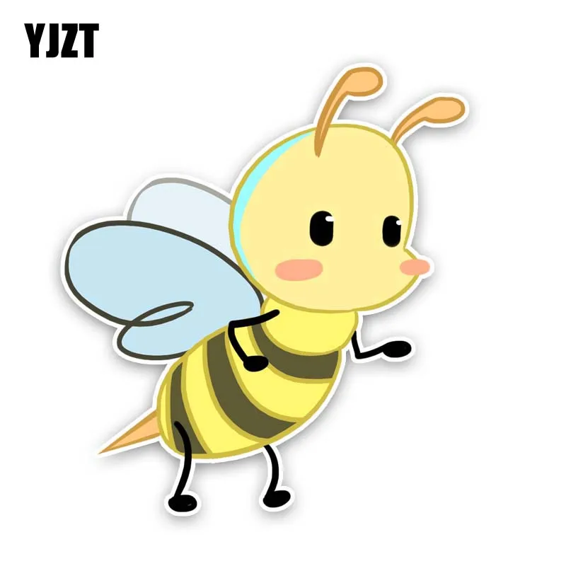 

YJZT 13.2CM*14.7CM Cartoon Hand Painted Bee Decal PVC Car Sticker 12-300650