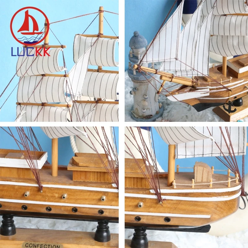 LUCKK 50CM Handmade Mediterranean Style Wooden Model Ships Home Decoration Wood Ornament Carfts Nautical SailBoat Figurine Gift
LUCKK 50CM Handmade Mediterranean Style Wooden Model Ships Home Decoration Wood Ornament Carfts Nautical SailBoat Figurine Gift