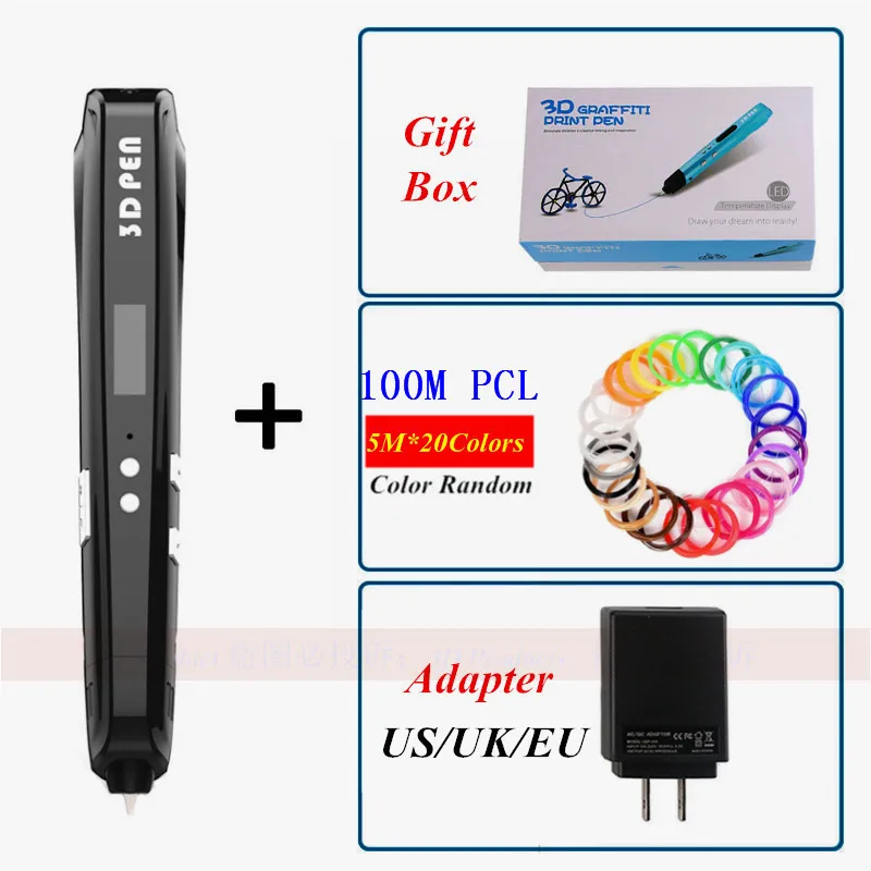 2018 Original 3 Color 3D Pen 1.75mm PCL Low Temperature Gift Box Drawing Birthday For Kids D Can Add | Компьютеры и офис
