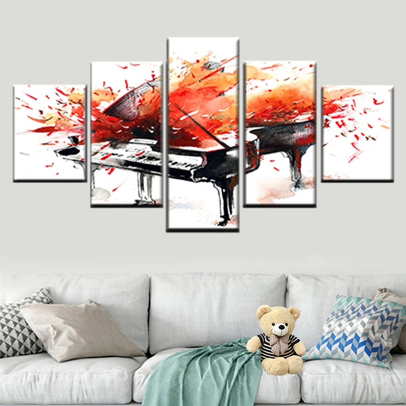 Modern nordic poster 5 pieces graffiti music piano canvas HD print abstract wall art picture living room decoration |