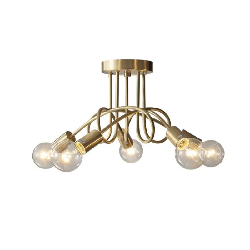 American Loft Retro Copper Ceiling Lamp Modern Art Edison Bulbs Gold Color Bedroom Living Room LED Ceiling Lighting Fixtures
American Loft Retro Copper Ceiling Lamp Modern Art Edison Bulbs Gold Color Bedroom Living Room LED Ceiling Lighting Fixtures