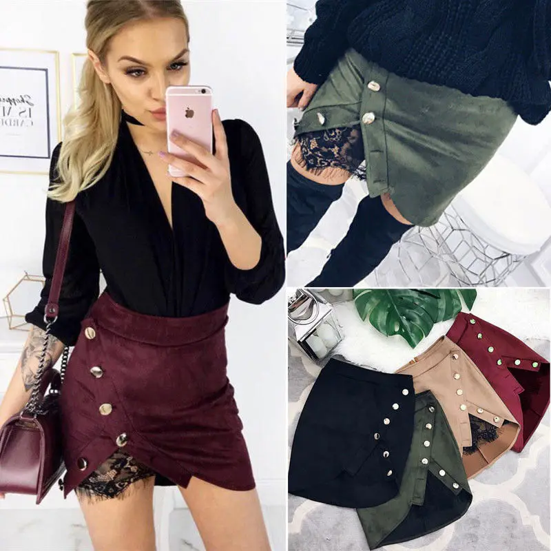 Women Ladies Fashion High Waist Skinny Pencil Skirt Suede Leather Mini Skirt Solid Button Cross 4 Style Skirt
Women Ladies Fashion High Waist Skinny Pencil Skirt Suede Leather Mini Skirt Solid Button Cross 4 Style Skirt