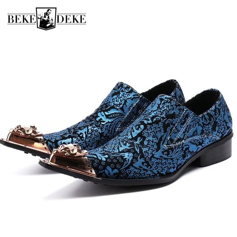 Italian Floral Printed Blue Wedding Dress Shoes Men Genuine Leather Male Banquet Office Party Metal Pointed Toe Slip On Loafers
Italian Floral Printed Blue Wedding Dress Shoes Men Genuine Leather Male Banquet Office Party Metal Pointed Toe Slip On Loafers