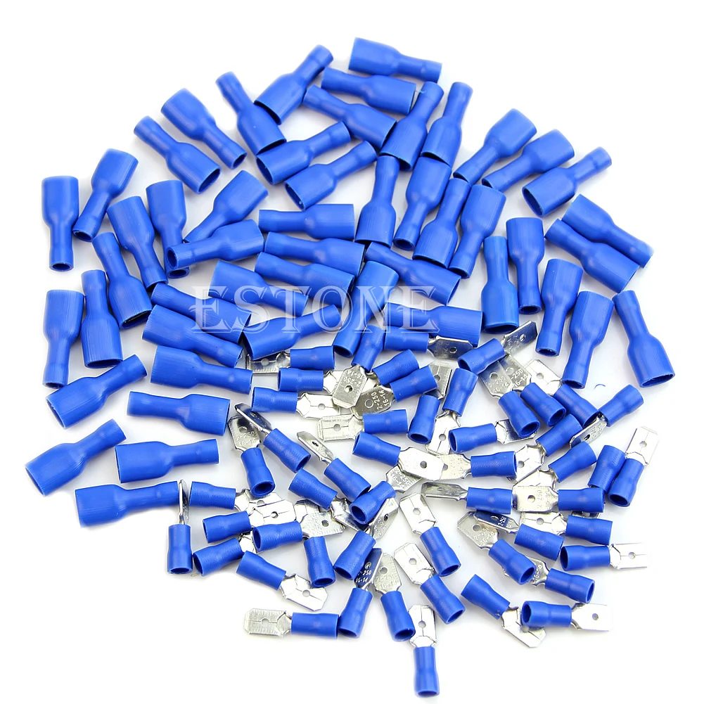 100x Blue Insulated Spade Electrical Crimp Wire Cable Connector Terminal Kit New JUN-22A
100x Blue Insulated Spade Electrical Crimp Wire Cable Connector Terminal Kit New JUN-22A