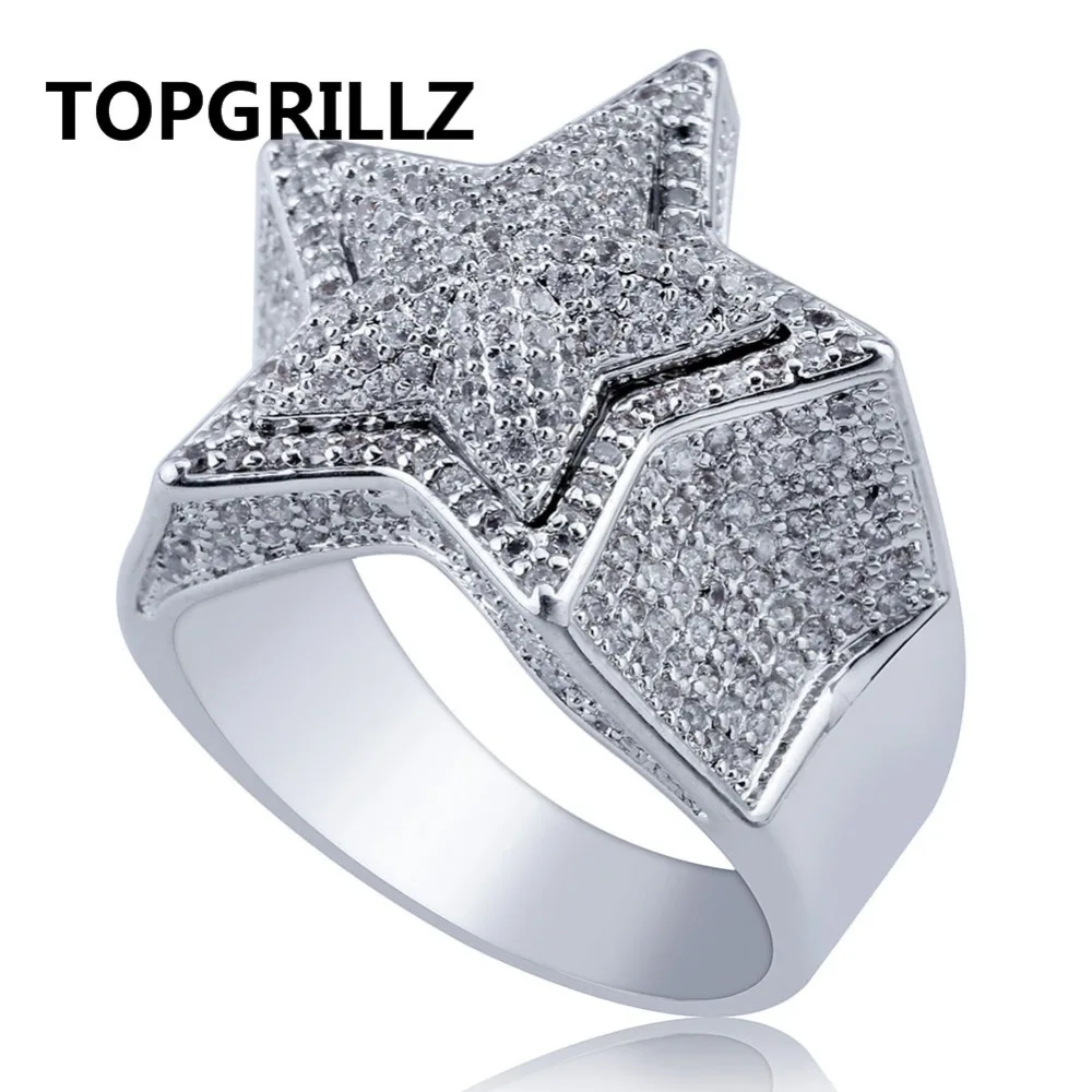 TOPGRILLZ Hip Hop Five Star Rings Men's Gold Silver Color Iced Out Cubic Zircon Jewelry Ring Gifts
TOPGRILLZ Hip Hop Five Star Rings Men's Gold Silver Color Iced Out Cubic Zircon Jewelry Ring Gifts