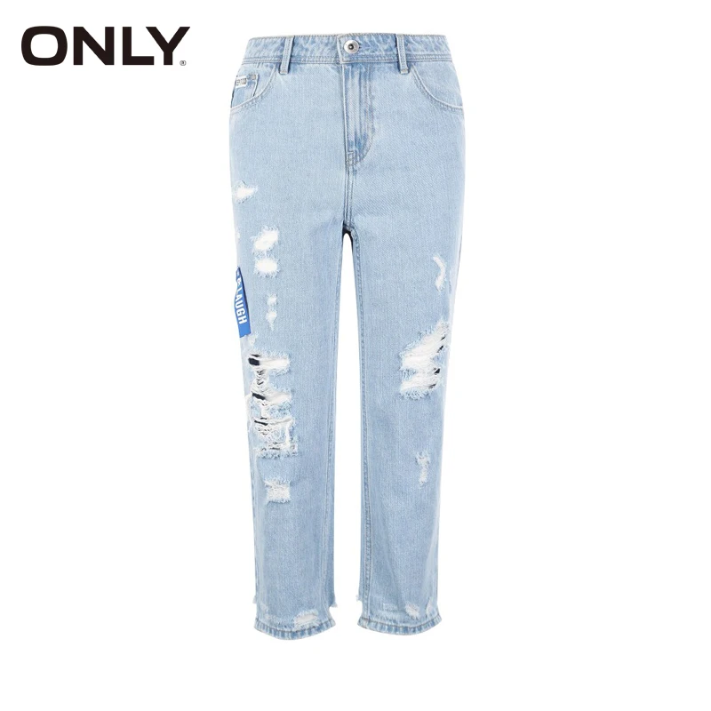 ONLY Марка 2018 Новинка джинсы женские свободный фасон 100% хлопок низкая талия