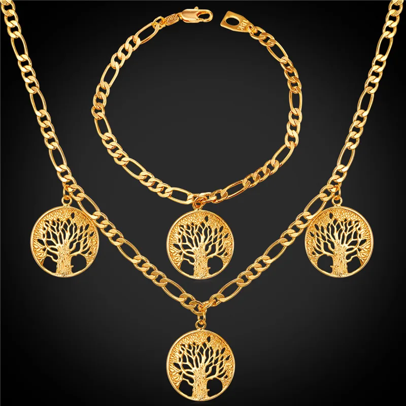 Fashion Tree of Life Charms Pendant Jewelry Sets Women White Gold Color Charms Men Figaro Chain Necklace Bracelet Set NH2284
Fashion Tree of Life Charms Pendant Jewelry Sets Women White Gold Color Charms Men Figaro Chain Necklace Bracelet Set NH2284