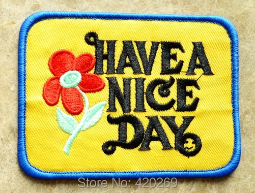 

120x Have a Nice Day Happy Flower Iron On Patches, sew on patch,Appliques, Made of Cloth,100% Guaranteed Quality