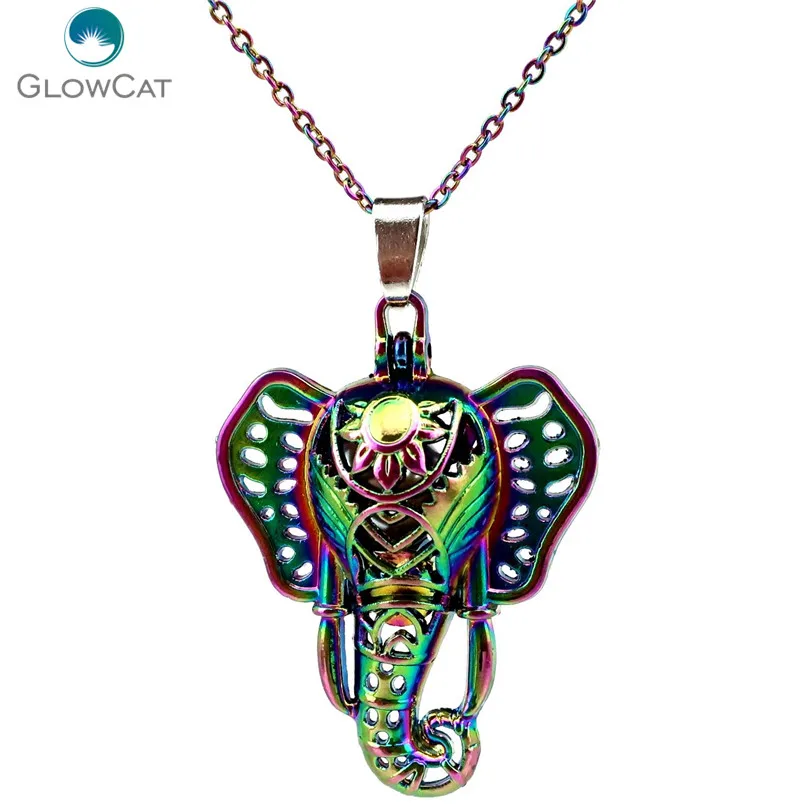 C131 Rainbow Color Hindu Elephant God Animal Bead Pearl Cage Necklace Pendant Aroma Essential Oil Diffuser Locket Necklace
C131 Rainbow Color Hindu Elephant God Animal Bead Pearl Cage Necklace Pendant Aroma Essential Oil Diffuser Locket Necklace