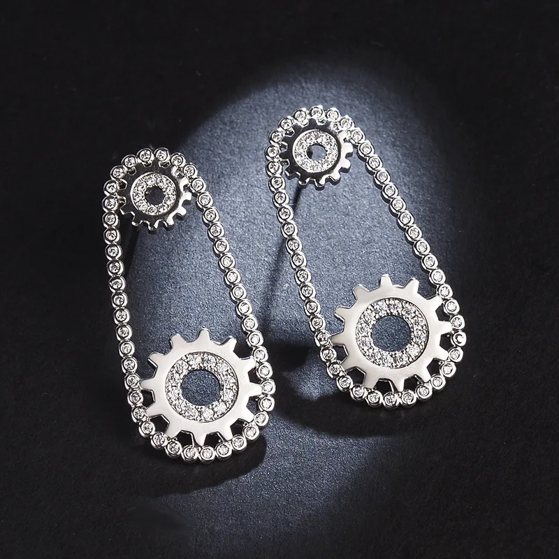 AAA+ Quality S925 Silver Needle Exquisite Micro Mosaic Top CZ Zircon Circle Cycle Gear Silver Stud Earrings For Women
AAA+ Quality S925 Silver Needle Exquisite Micro Mosaic Top CZ Zircon Circle Cycle Gear Silver Stud Earrings For Women