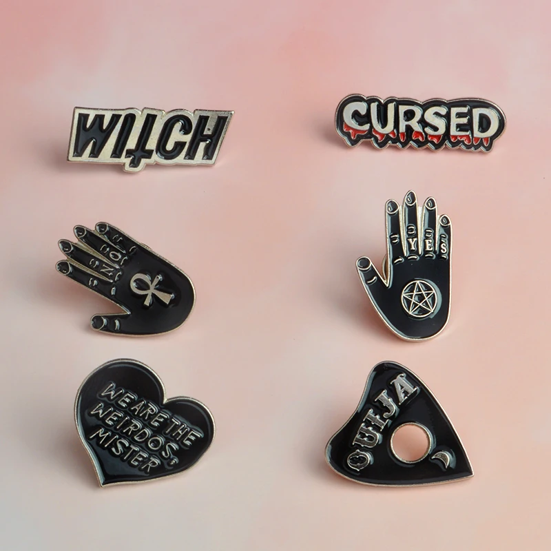 CURSED WITCH Palm YES NO OUIJA Heart Enamel Brooch Denim clothes Pin Shirt Buckle Badge Fashion Punk Jewelry Gift for Friend
CURSED WITCH Palm YES NO OUIJA Heart Enamel Brooch Denim clothes Pin Shirt Buckle Badge Fashion Punk Jewelry Gift for Friend