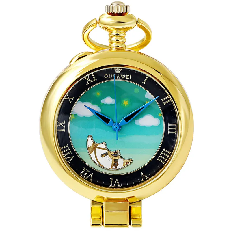 Vintage Gold Mechanical Pocket Watch Blue Sky Steampunk Men Fob Watch Chain Necklace Pendant Hand Winding Clock Men Women Gift
Vintage Gold Mechanical Pocket Watch Blue Sky Steampunk Men Fob Watch Chain Necklace Pendant Hand Winding Clock Men Women Gift