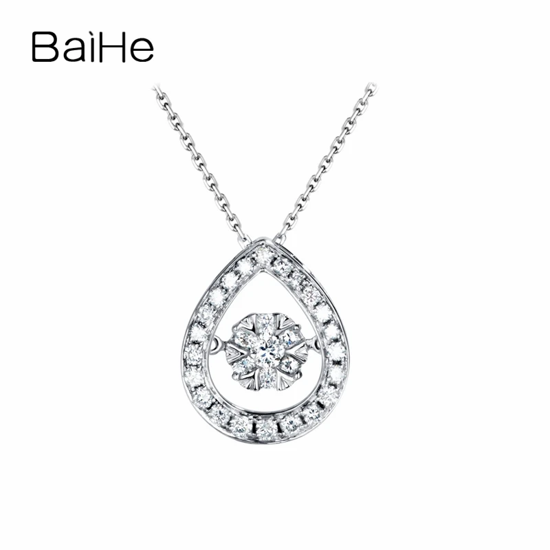 BAIHE Solid 18K White Gold 0.05ct H/SI Natural Diamond Water Drop Necklace Women Men Fine Jewelry ウォータードロップネックレス Collier
BAIHE Solid 18K White Gold 0.05ct H/SI Natural Diamond Water Drop Necklace Women Men Fine Jewelry ウォータードロップネックレス Collier