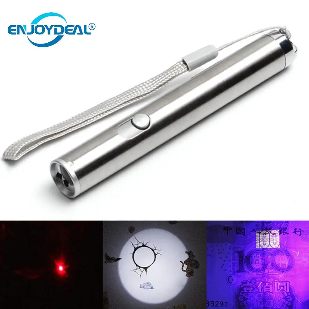 3 in 1 Portable Mini Pocket flashlight LED UV infrared Laser Lighting Flashlight Penlight Torch stainless steel Outdoor Camping
3 in 1 Portable Mini Pocket flashlight LED UV infrared Laser Lighting Flashlight Penlight Torch stainless steel Outdoor Camping