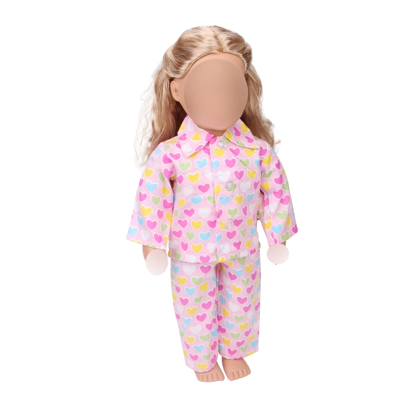 18 inch Girls doll pajamas Pink heart print shirt pajamas + pants American new born clothes Baby toys fit 43 cm baby c414
18 inch Girls doll pajamas Pink heart print shirt pajamas + pants American new born clothes Baby toys fit 43 cm baby c414