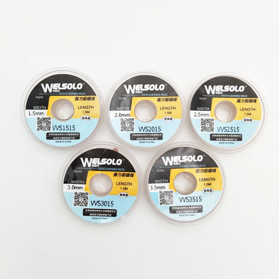 10pcs Length 1.5m Width 1.5 2.0 2.5 3.0 3.5mm Solder Wick Remover Desoldering Braid Solder Remover Sucker Flux Wick Cable Wire
10pcs Length 1.5m Width 1.5 2.0 2.5 3.0 3.5mm Solder Wick Remover Desoldering Braid Solder Remover Sucker Flux Wick Cable Wire