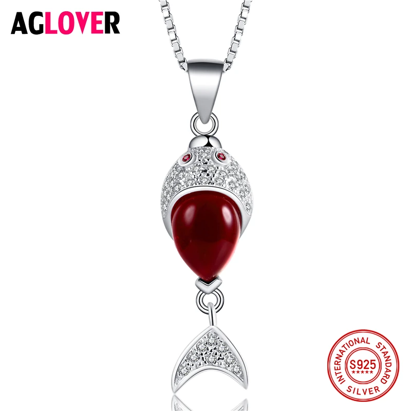 New Arrivals 925 Sterling Silver Necklace AAA Red Crystal Ruby Fish Woman Pendant Necklace Jewelry
New Arrivals 925 Sterling Silver Necklace AAA Red Crystal Ruby Fish Woman Pendant Necklace Jewelry