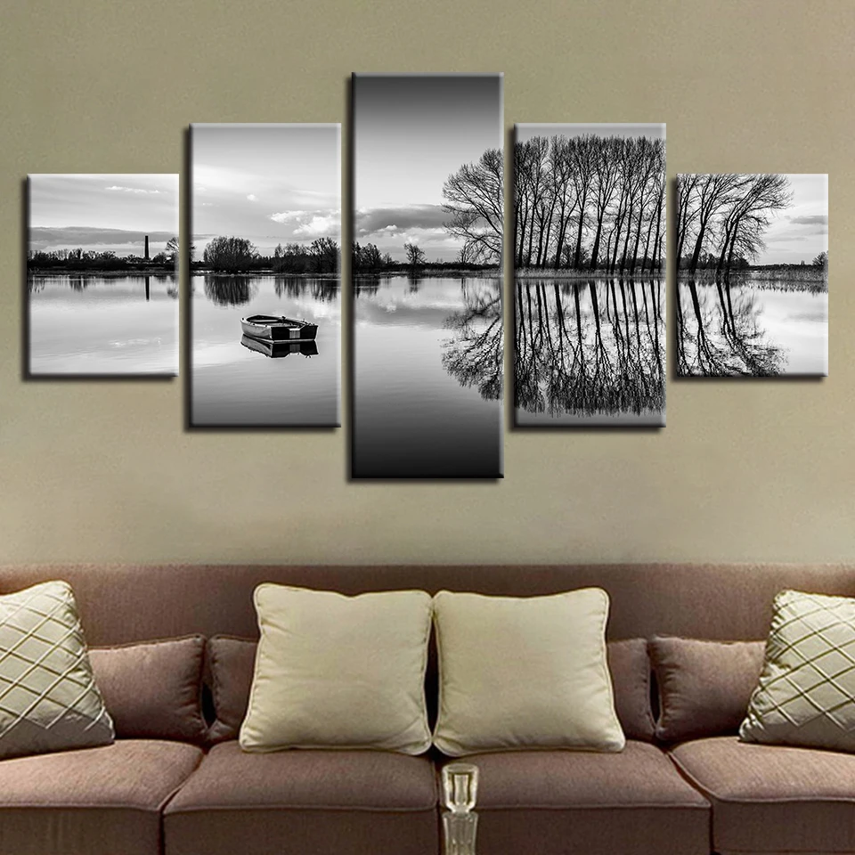 Canvas Painting Art Modular 5 Pieces Black And White Pictures Ship Lake Tree Landscape Poster HD Printing Decor Living Room Wall
Canvas Painting Art Modular 5 Pieces Black And White Pictures Ship Lake Tree Landscape Poster HD Printing Decor Living Room Wall
