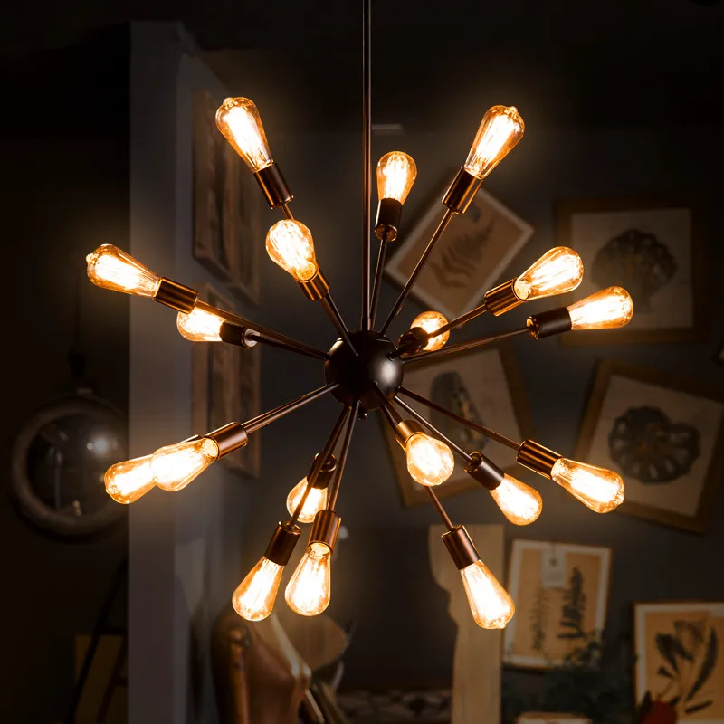 Nordic creative idea holder bulb socket restaurant satellite industry classic iron loft pendant lamp vintage light | Лампы и освещение