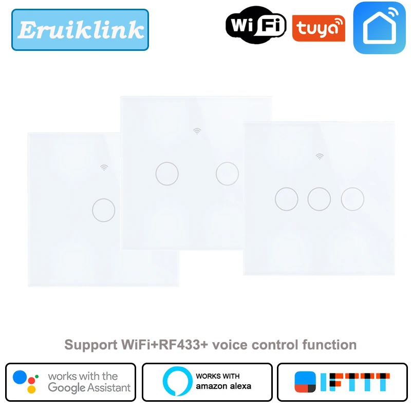 Eruiklink smart WiFi switch Tuya Smart Life app EU/UK 1 2 3gang smart wall touch light switch works with Alexa Google Home IFTTT
Eruiklink smart WiFi switch Tuya Smart Life app EU/UK 1 2 3gang smart wall touch light switch works with Alexa Google Home IFTTT