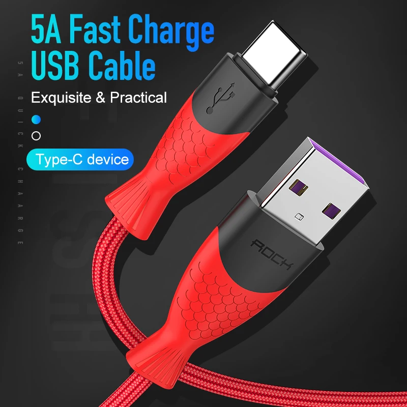 ROCK 5A usb type C кабель для huawei mate 20 P30 P20 Pro Lite usbc samsung SFCP Falsh быстрый тип Supercharge | Мобильные