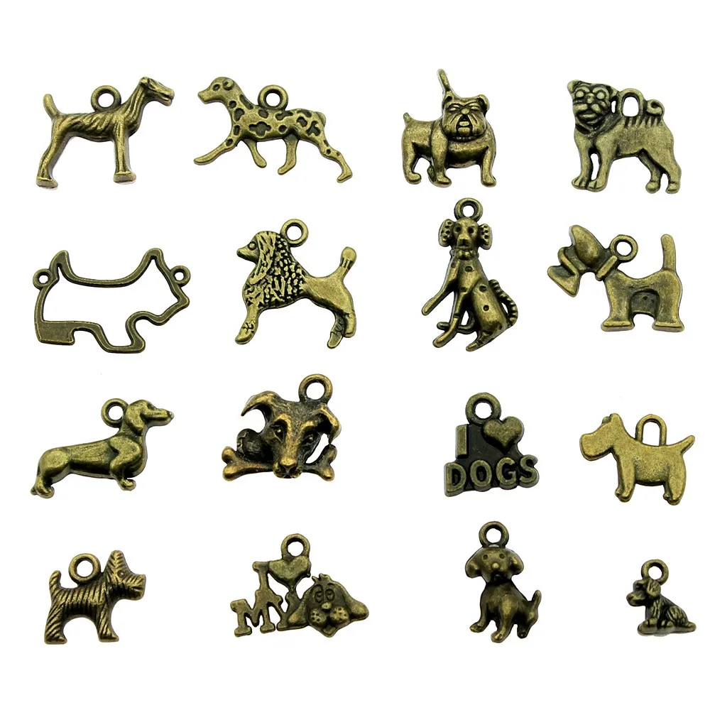 20 штук Подвески собаки античная бронза Цвет талисманы &quotСобака" бижутерии