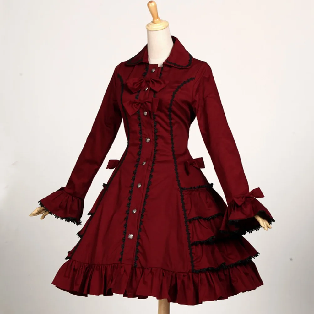 women Spring autumn office dress vintage lolita costume flare sleeve Female cotton Ruffled Casual dress long Windbreaker dress
women Spring autumn office dress vintage lolita costume flare sleeve Female cotton Ruffled Casual dress long Windbreaker dress