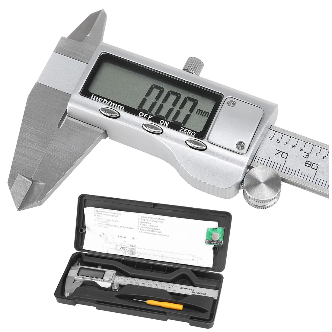 150mm 6" LCD Digital Vernier Caliper Electronic Gauge Micrometer Precision Tool Silver
150mm 6" LCD Digital Vernier Caliper Electronic Gauge Micrometer Precision Tool Silver