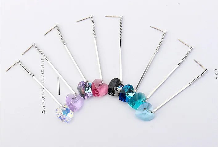 Blue XILION Heart Crystals from Swarovski Long Drop Earrings For Women Hanging Piercing Silver color Jewelry Best Friends Gift
Blue XILION Heart Crystals from Swarovski Long Drop Earrings For Women Hanging Piercing Silver color Jewelry Best Friends Gift