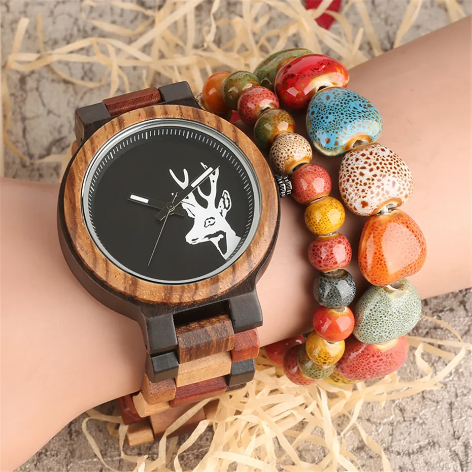 YISUYA Creative Elk Deer Head Dial Natural Wooden Men's Watches Mixed Colorful Handmade Wood Band Casual Watch Man Clock Gift
YISUYA Creative Elk Deer Head Dial Natural Wooden Men's Watches Mixed Colorful Handmade Wood Band Casual Watch Man Clock Gift