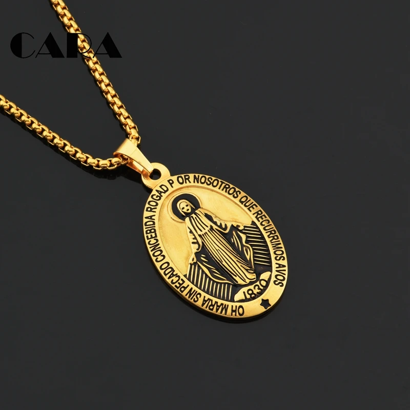 New Arrival 316L Stainless steel Vintage Virgin Mary necklace pendant Christian stylish mens necklace jewelries CAGF0349
New Arrival 316L Stainless steel Vintage Virgin Mary necklace pendant Christian stylish mens necklace jewelries CAGF0349