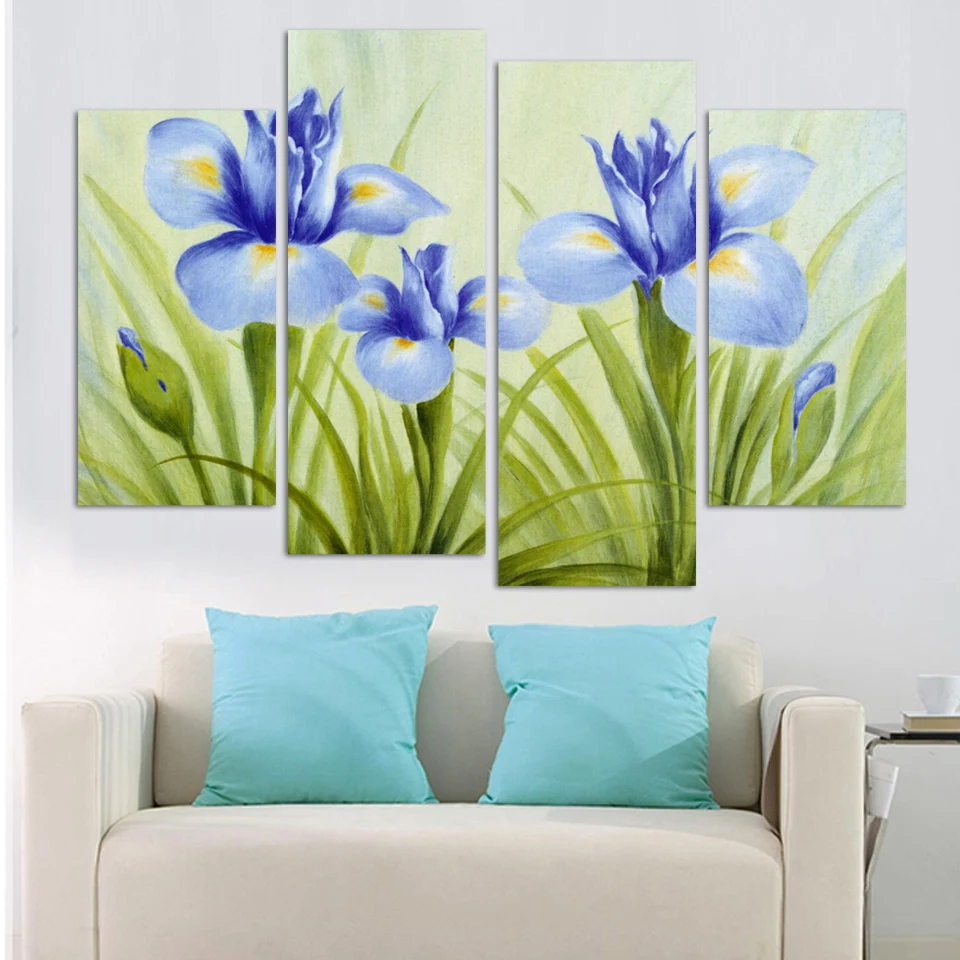 

2017 Hot Sale Promotion Fashion 4 Panel Flower Canvas Paintings Modern Wall Hanging Picture Art Hd Image Print Unframed