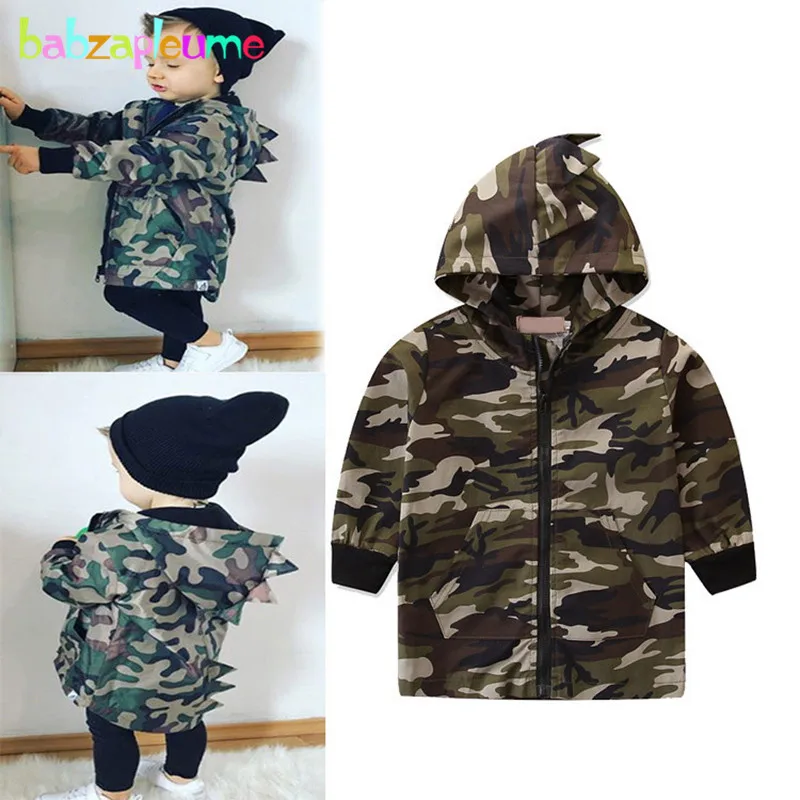 

babzapleume Spring Toddler Boys Long Coats Hooded Camouflage Print Kids Jackets For Children Korean Style Baby Clothing BC1624