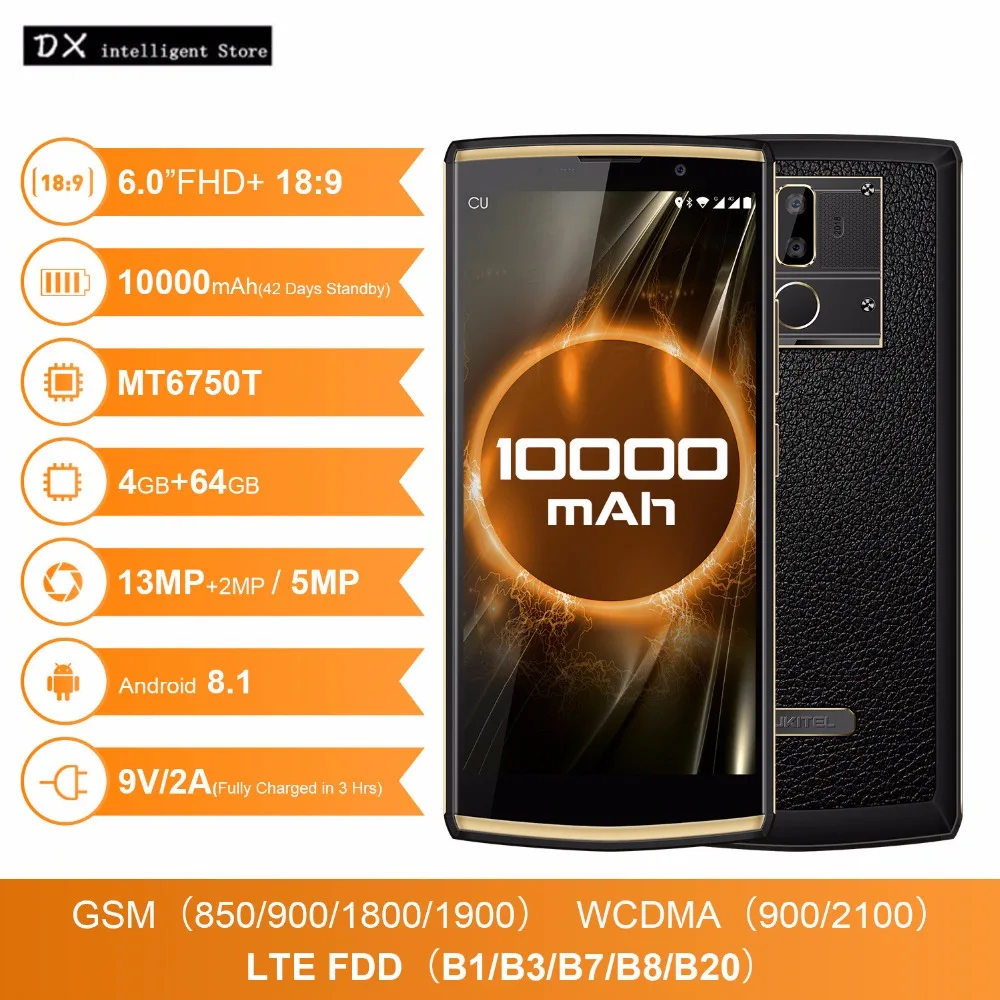 Oukitel K7 4 GB 64 6 0 дюймовый full hd Экран Android 8 1 смартфон MTK6750T Восьмиядерный 13MP + 2MP двойной