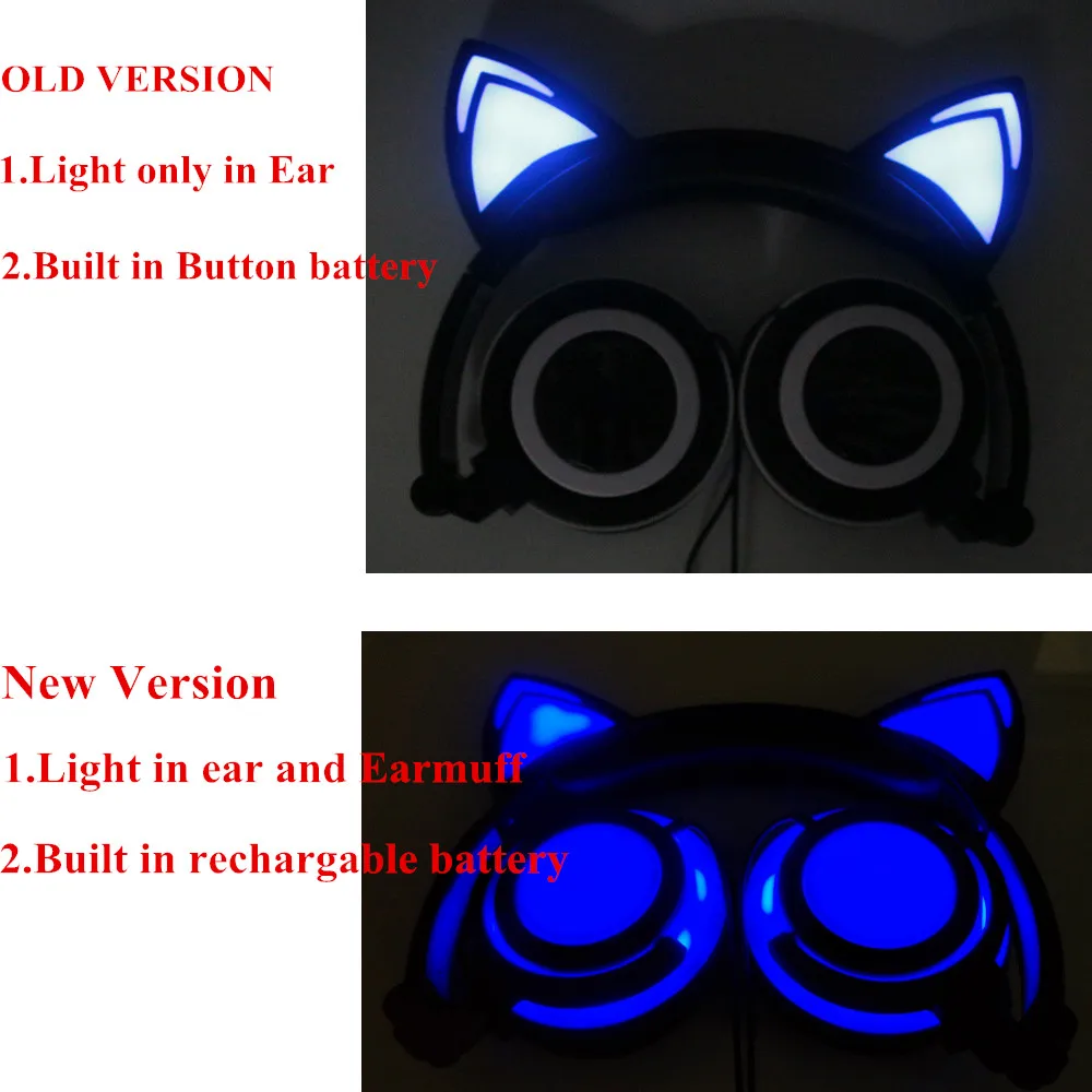 Кошачьими ушками наушники со светящимися светильник стерео "Кошка" 3 5 мм