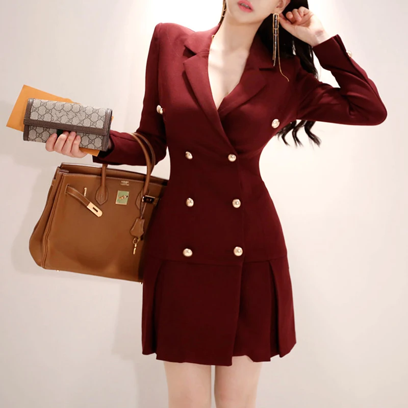 BGTEEVER Elegant Double Breasted Women Mini Dress Notched Collar Female Sheath Dress Office Ladies Elegant Vestidos femme 2020
BGTEEVER Elegant Double Breasted Women Mini Dress Notched Collar Female Sheath Dress Office Ladies Elegant Vestidos femme 2020